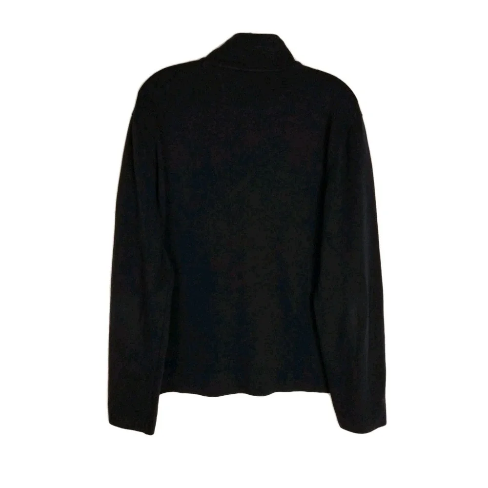Banana Republic Men's L 1/4 Zip Sweater Blue Navy‎  with Leather Zipper Pull